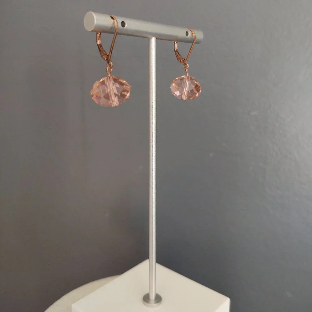 Pink glass drop earrings